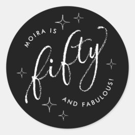 50. Geburtstag des modernen Schwarzen Runder Aufkleber