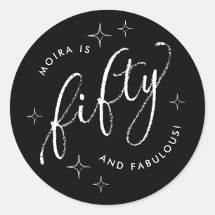 50. Geburtstag des modernen Schwarzen Runder Aufkleber