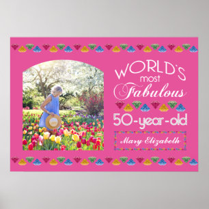 50. Geburtstag Die Fabelhaftesten Edelsteine Rosa  Poster
