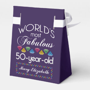 50. Geburtstag Die schönsten Farbtöne Lila Geschenkschachtel