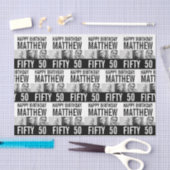 50. Geburtstag drei Foto Schwarz-weißen gemustert Seidenpapier (Handwerk)