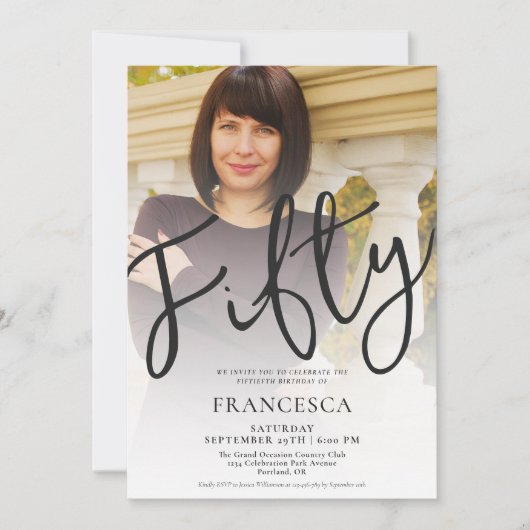 50. Geburtstag eines modernen, benutzerdefinierten Einladung (Vorderseite)