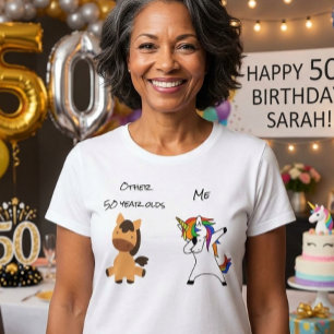 50. Geburtstag Einhorn Gezwitscher Schläger T-Shirt