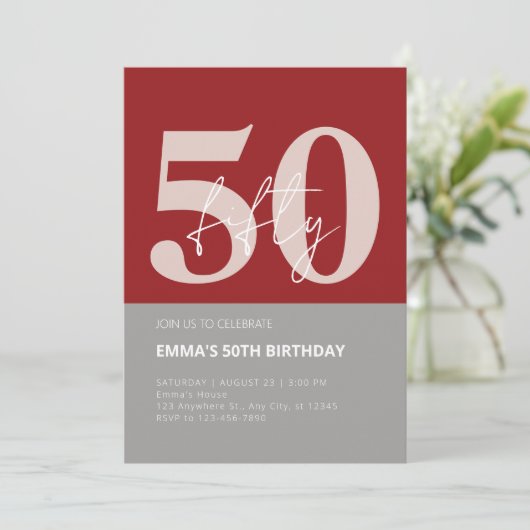 50. Geburtstag Einladung (Stehend Vorderseite)
