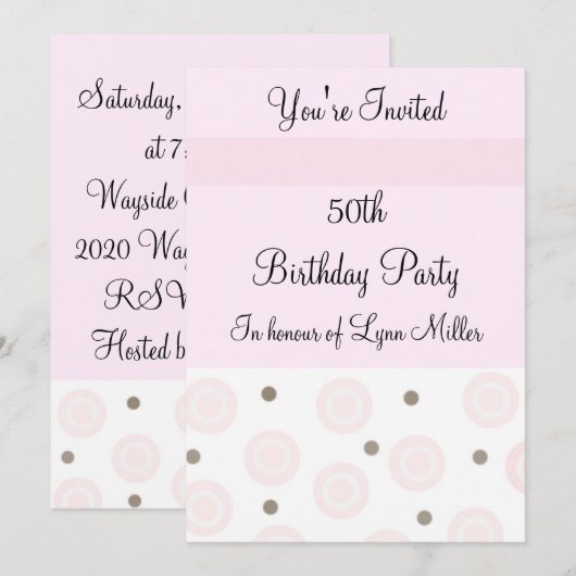 50. Geburtstag Einladung (Vorne/Hinten)
