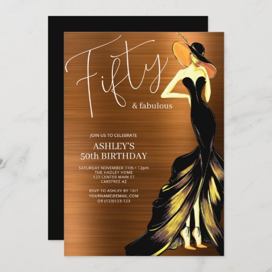 50. Geburtstag Einladung (Vorne/Hinten)