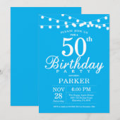 50. Geburtstag Einladung Blau (Vorne/Hinten)