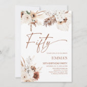 50. Geburtstag Einladung Boho Pampas (Vorderseite)