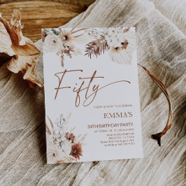 50. Geburtstag Einladung Boho Pampas