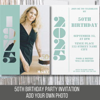 50. Geburtstag Einladung Foto geboren 1975 Einladu