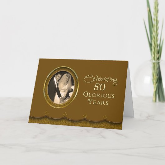 50. Geburtstag Einladung - Foto/Gold (Vorderseite)