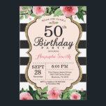 50. Geburtstag Einladung Frauen. Blanc<br><div class="desc">50. Geburtstag Einladung für Frauen. Black and Gold Geburtstagsparty Einladung. Gold Glitzer. Rosa Aquarell Floral Blume. Schwarze und weiße Streifen. Printable Digital.Für weitere Anpassungen klicken Sie bitte auf die Schaltfläche "Anpassen" und verwenden Sie unser Designwerkzeug,  um diese Vorlage zu ändern.</div>