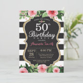 50. Geburtstag Einladung Frauen. Blanc (Stehend Vorderseite)