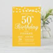 50. Geburtstag Einladung Gelb (Stehend Vorderseite)