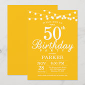 50. Geburtstag Einladung Gelb (Vorne/Hinten)