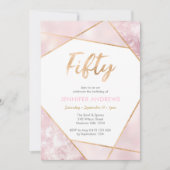 50. Geburtstag Einladung Geo Rosa und Gold (Vorderseite)