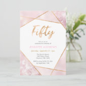 50. Geburtstag Einladung Geo Rosa und Gold (Stehend Vorderseite)
