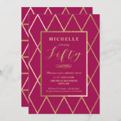 50. Geburtstag Einladung - Gold, Elegant, Trendy (Vorne/Hinten)