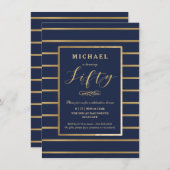 50. Geburtstag Einladung - Gold, Elegante Maskulin (Vorne/Hinten)