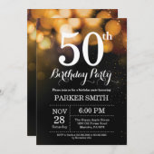 50. Geburtstag Einladung Gold Glitzer (Vorne/Hinten)