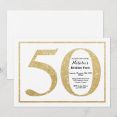 50. Geburtstag Einladung Gold Glitzer (Vorne/Hinten)