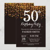 50. Geburtstag Einladung Gold Glitzer (Vorne/Hinten)