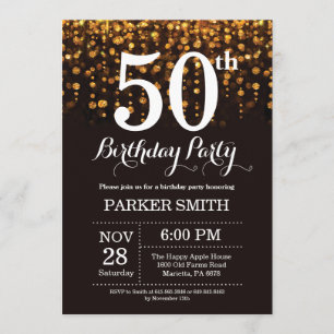 50. Geburtstag Einladung Gold Glitzer