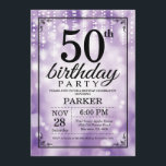 50. Geburtstag Einladung Lila Glitzer<br><div class="desc">50. Geburtstag Einladung mit Lila String-Leuchten mit Lila Glitzer Hintergrund. Lila Geburtstag. Erwachsener Geburtstag. Männer oder Frauen laden ein. 13. 15. 16. 18. 20. 21. 30. 40. 50. 60. 70. 80. 90. 100. Jegliches Alter. Für weitere Anpassungen klicken Sie bitte auf die Schaltfläche "Anpassen" und verwenden Sie unser Designwerkzeug, um...</div>