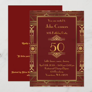 50. Geburtstag Einladung Mann 50., Gatsby-Stil