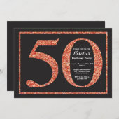 50. Geburtstag Einladung Orange Glitzer Chalkboard (Vorne/Hinten)