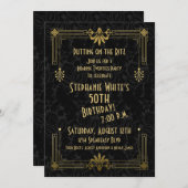 50. Geburtstag Einladung Roaring 20er Jahre Art De (Vorne/Hinten)