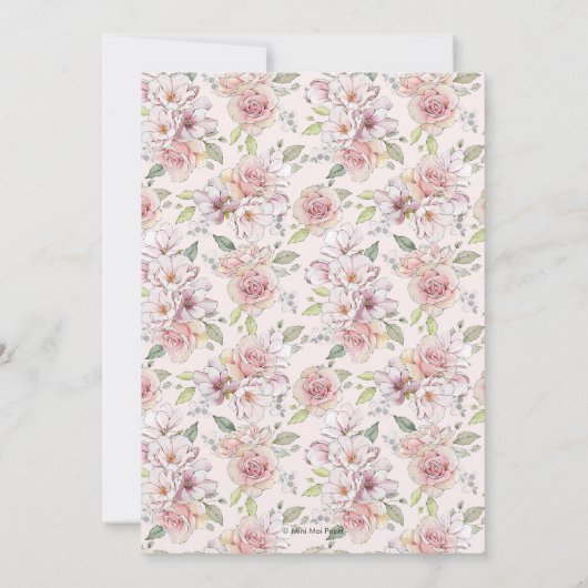 50. Geburtstag Einladung Rosa Blüte (Rückseite)