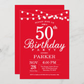 50. Geburtstag Einladung Rot (Vorne/Hinten)