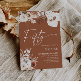50. Geburtstag Einladung Terracotta Boho Pampas