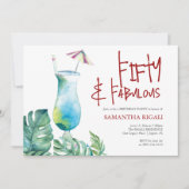 50. Geburtstag Einladung Tropischer Cocktail (Vorderseite)