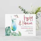 50. Geburtstag Einladung Tropischer Cocktail (Stehend Vorderseite)