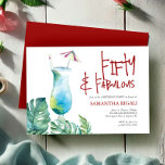50. Geburtstag Einladung Tropischer Cocktail<br><div class="desc">Niedliche Einladungen zum 50. Geburtstag mit einem Aquarellblau-hawaii-Cocktail und Botanicals. Die Wörter "50 und Fabulous" sind Set in lustiger Handschrift. Eine charmante Wahl für ein hawaiianisches Luau-Party. Bestellen Sie gedruckte Karten oder druckbare Geburtstagsfeiereinladungen. Mehr Vorlagen zum fünfzigsten Geburtstag finden Sie unter www.zazzle.com/dotellabelle Einzigartige Aquarellkunst und Design von Victoria Grigaliunas von...</div>