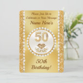 50. Geburtstag Einladungen für ihre Vorlagen, Prin (Stehend Vorderseite)