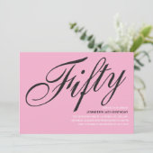 50. Geburtstag Einladungen in Schwarz und Rosa (Stehend Vorderseite)