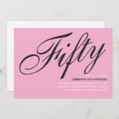 50. Geburtstag Einladungen in Schwarz und Rosa (Vorne/Hinten)