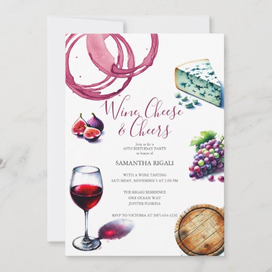 50. Geburtstag Einladungen Weinthema (Vorderseite)