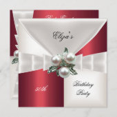 50. Geburtstag Elegant Red White Karo Jewel (Vorne/Hinten)