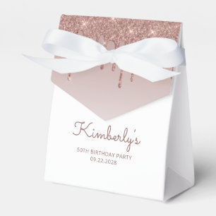 50. Geburtstag Elegant Roségold Glitter Drip Geschenkschachtel