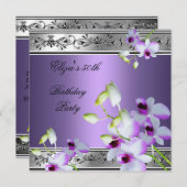 50. Geburtstag Elegant Silver Gray Lilac Floral (Vorne/Hinten)