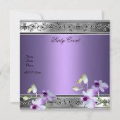 50. Geburtstag Elegant Silver Gray Lilac Floral (Rückseite)