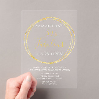 50. Geburtstag Elegante Chic Geburtstagsparty Acryleinladungen