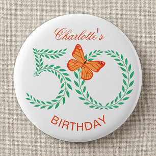 50. Geburtstag Elegante Grünpflanzen Botanischer S Button