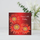 50. Geburtstag Elegante Rote Blume Einladung (Stehend Vorderseite)