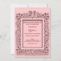 50. Geburtstag Eleganter Floraler Scherenschnitt-S