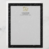 50. Geburtstag, eleganter schwarzer Goldzauber Briefkopf (Vorne/Hinten)